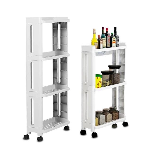 Kệ đựng đồ nhà tắm 4 tầng, kệ đựng đồ đa năng KIỂU TRỤ 4 tầng có bánh xe đẩy chuyên dụng chất liệu nhựa đa năng