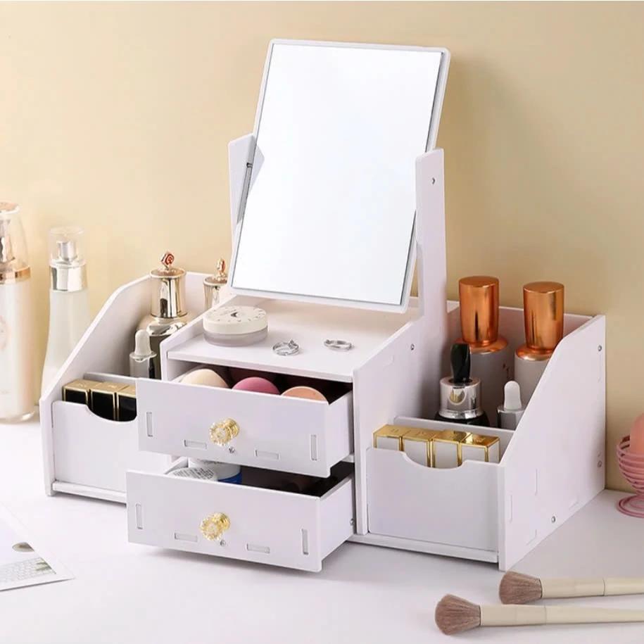 Kệ đựng mỹ phẩm CÓ GƯƠNG trang điểm tiện dụng, tủ đựng đồ trang điểm
