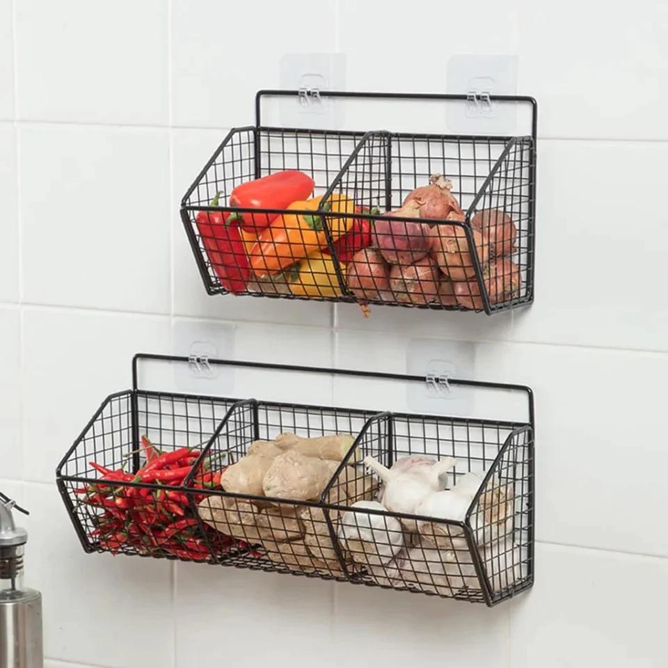 Kệ Ngiêng 3 Khay đựng gia vị dán tường không cần khoa đục, kệ đựng hành tỏi đồ đa năng sử dụng nhà bếp, nhà tắm