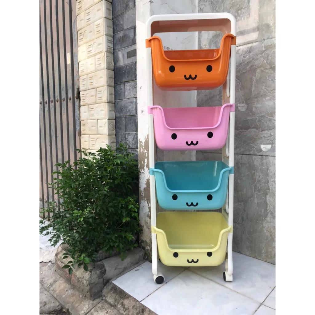 Kệ nhựa đựng đồ đa năng, kệ đựng chơi cho bé VINA SHARK, đồ bỉm sữa, đồ dùng trẻ em có bánh xe tiện nghi