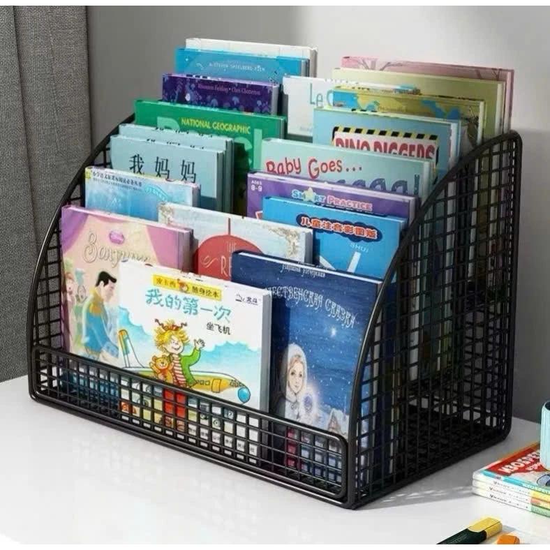 Kệ sách giá sách, tập vở để bàn 3 ngăn thép phun sơn tĩnh điện không kèm ống cắm bút