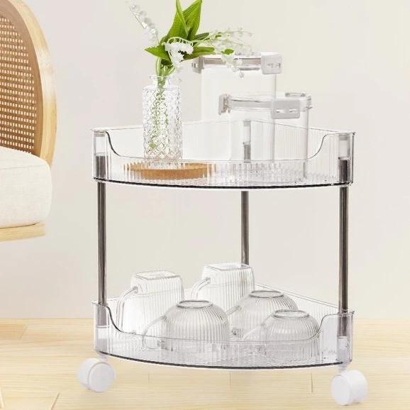 Kệ tam giác trong 2 tầng để đồ decor trang trí nhà , phòng ngủ đa năng Hokori chính hãng 5558-2 có bánh xe