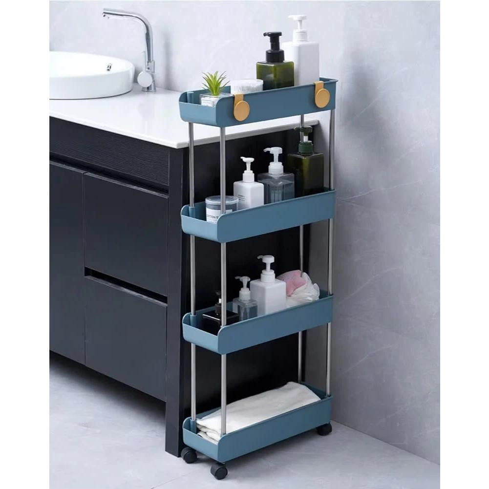 Kệ xe đẩy đựng đồ đa năng 3 tầng 4 tầng kèm móc treo Vinasu cao cấp có bánh xe di chuyển đựng đồ ăn vặt, kệ spa, kệ bỉm