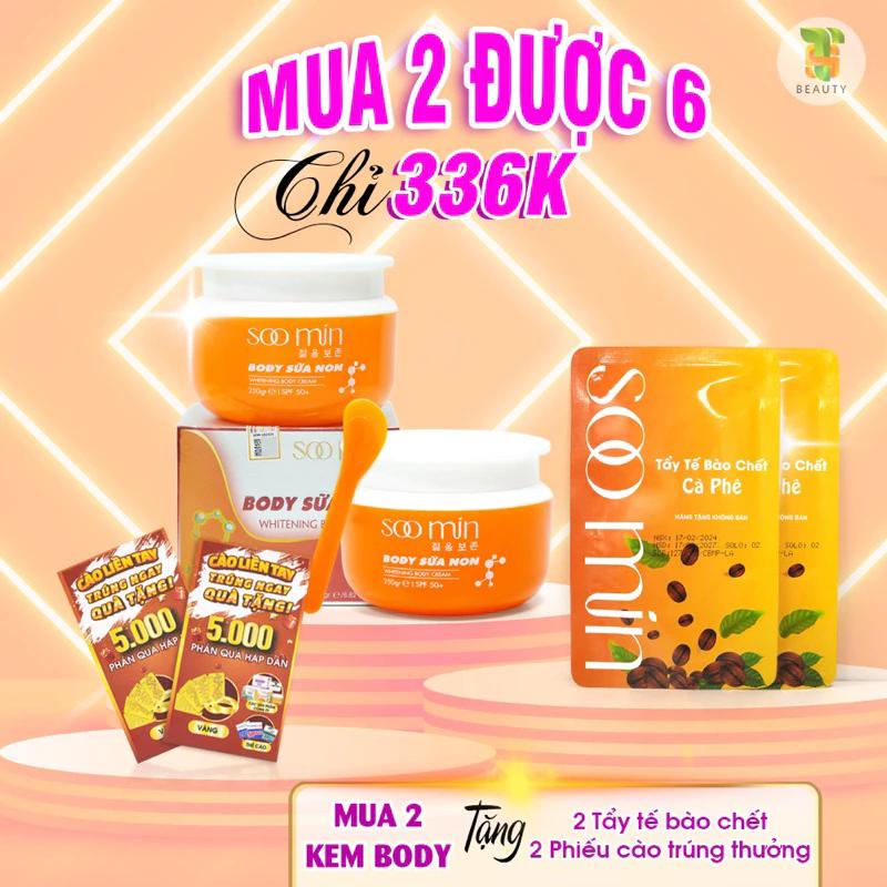 Kem body trắng da cấp tốc, kem body trắng da chính hãng Hàn Quốc, phục hồi da mỏng yếu, chống nắng SOO MIN 250gram