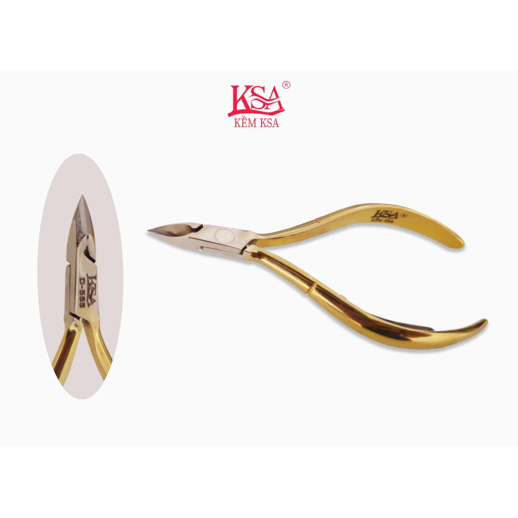 Kềm Cắt da Nhặt da vuông Vàng D555 - Sắc bén Tinh xảo, tay cầm êm ái, hãng KSA cao cấp Không Rỉ Sét, độ bền cao