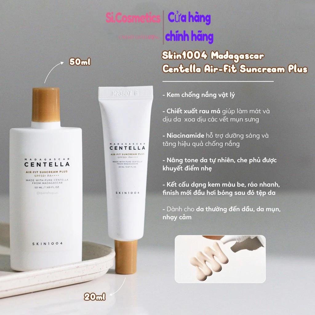Kem Chống Nắng Dưỡng Da, Ngừa Mụn Skin1004 Madagascar Centella Air-fit Suncream Plus SPF50+ PA++++ (50ml/20ml)