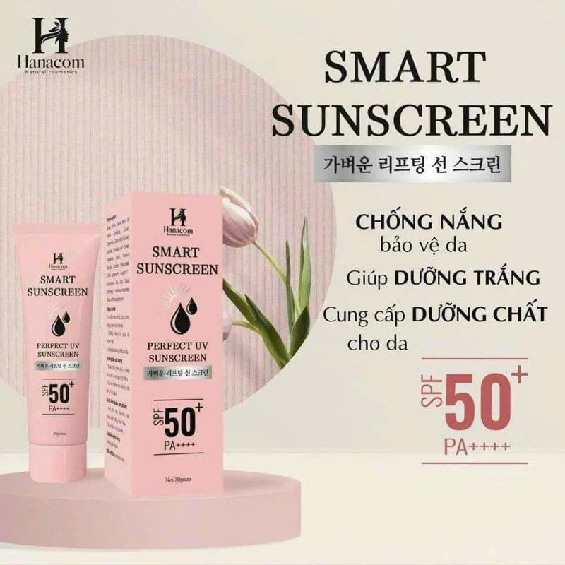 Kem Chống Nắng Hanacom [CHÍNH HÃNG] Dưỡng Trắng Nâng Tone SPF50+ Tự Nhiên, Thấm Mướt Nhanh, Mịn Màng