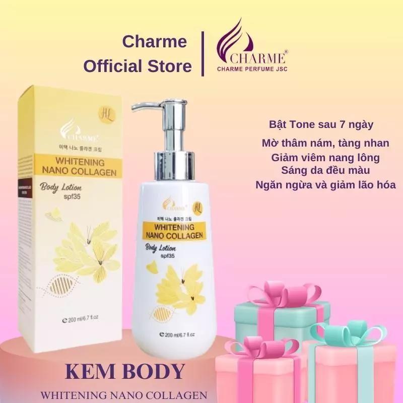 Kem dưỡng da toàn thân Charme Whitening Nano Collagen trắng sáng đều màu ngừa lão hóa dưỡng ẩm 200ml