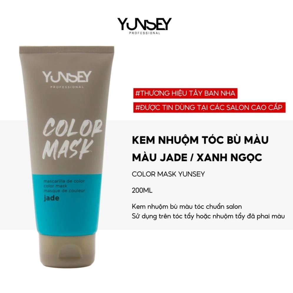 Kem nhuộm dưỡng tóc màu Xanh ngọc Blue Jade Color Mask Yunsey 200ml