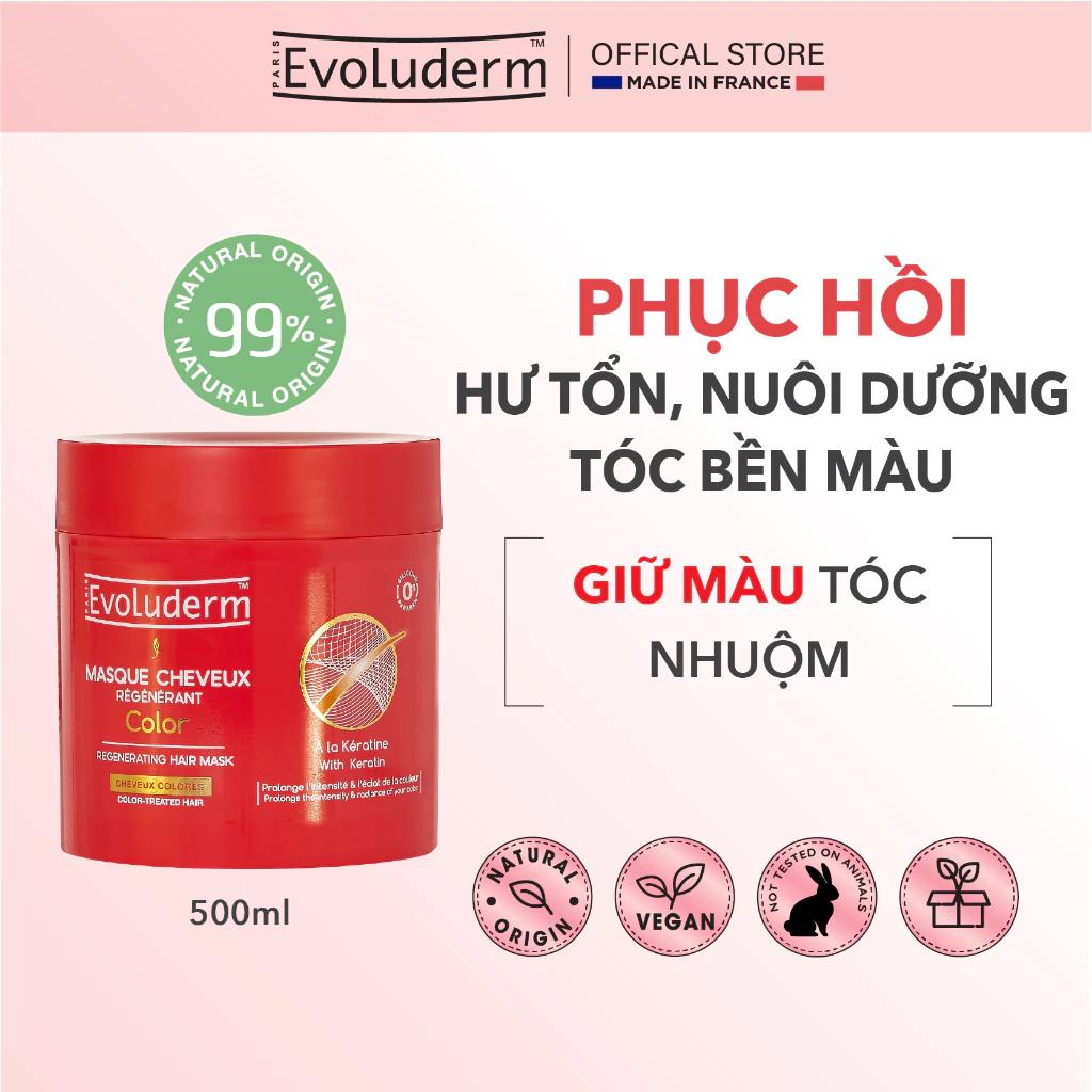 Kem ủ tóc Evoluderm dành cho tóc uốn nhuộm cho mái tóc suôn mượt sáng bóng rạng rỡ 500ml