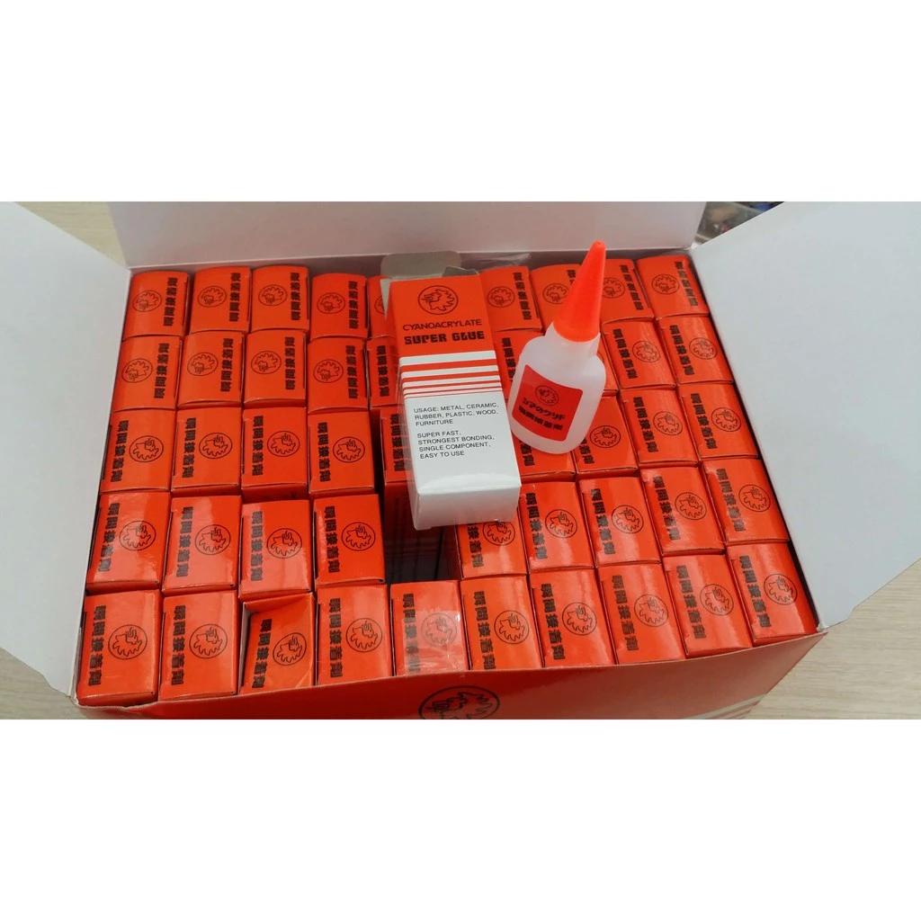 Keo sư tử cam dán giày, mica super glue [1 thùng 50 chai] siêu dính, cyanoacrylate không tạo khói, không bị đông