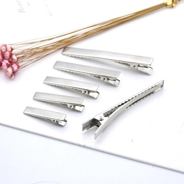 Kẹp tóc mái kim loại trơn [Set 10 cái] màu bạc, phôi sườn bấm mỏ vịt, cá sấu, giọt nước, phụ kiện làm kẹp tóc handmade