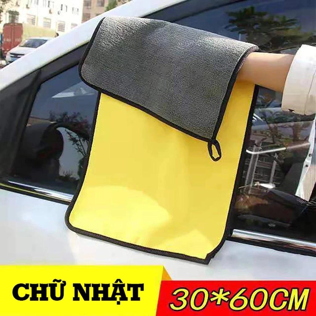 ⚡KHĂN DÀY⚡Khăn lau xe chuyên dụng ô tô lau bếp lau kính Microfiber siêu thấm không bị sơ rối 2 lớp [13-17]