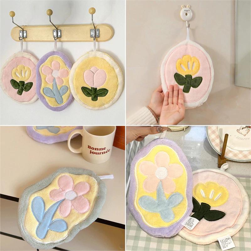 Khăn họa tiết hoa dễ thương Khăn treo thân thiện với da Khăn lau khô tay cho trẻ em