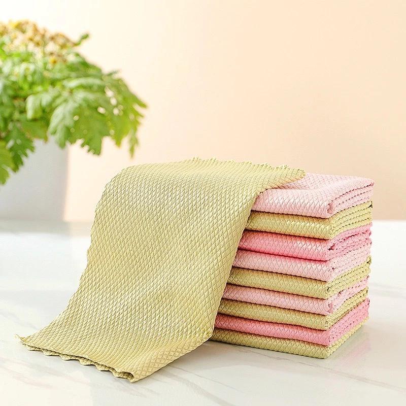 Khăn lau bếp CHẤT VẢI DA CÁ, lau kính, lau màn hình đa năng, khăn lau chén đĩa nhà bếp không rụng lông-màu ngẫu nhiên