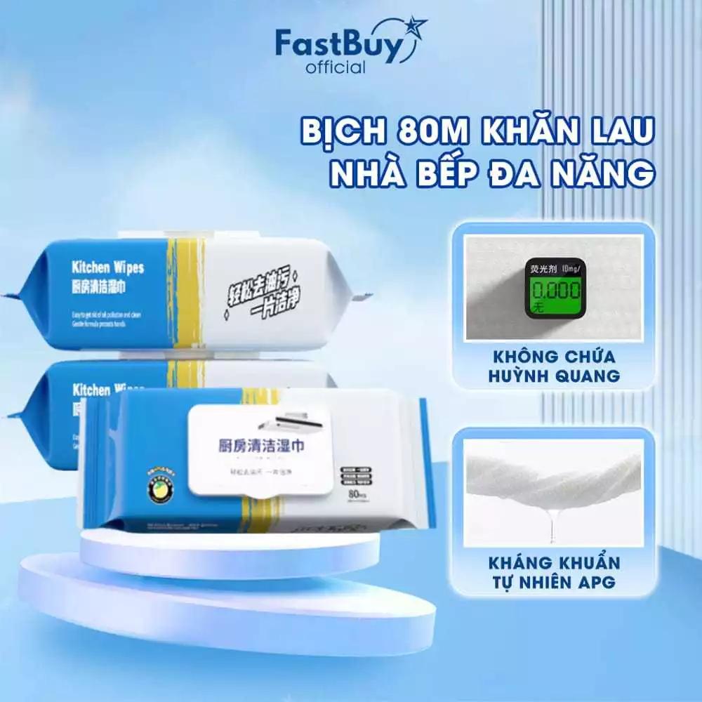Khăn Lau Bếp Đa Năng, Giấy Ướt Lau Bếp Siêu Sạch Gói 80 Tờ Không Độc Hại Không Gây Kích Ứng Da