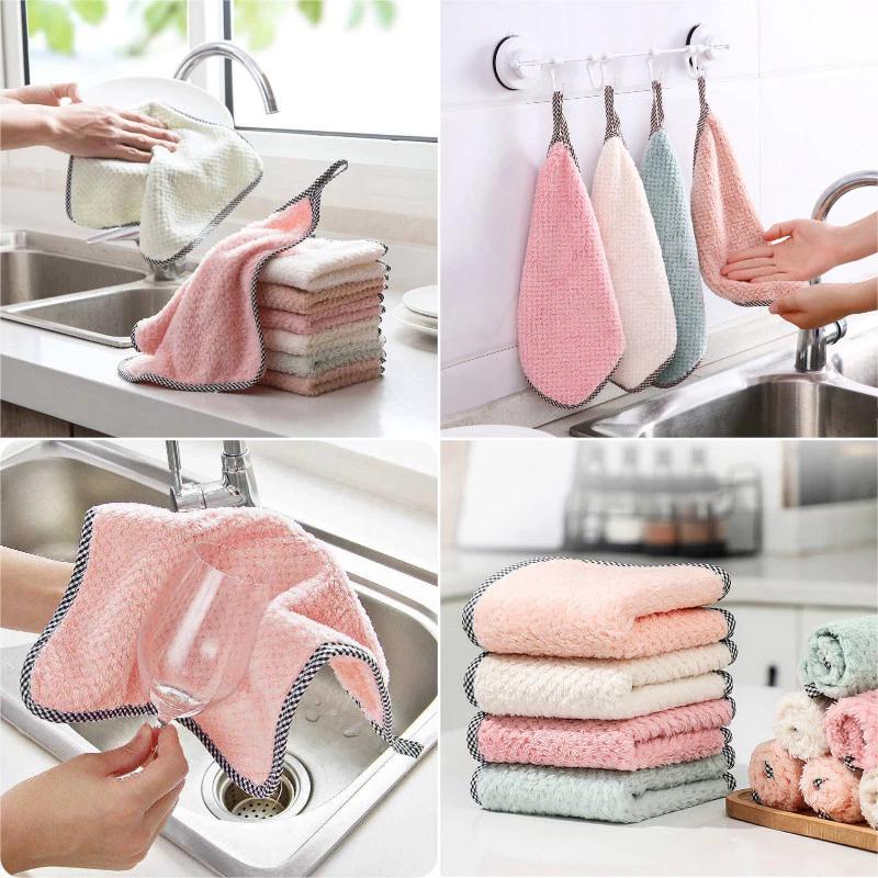 Khăn lau nhà bếp đầy màu sắc Khăn lau bát đĩa mềm mại Khăn lau bát đĩa thấm hút