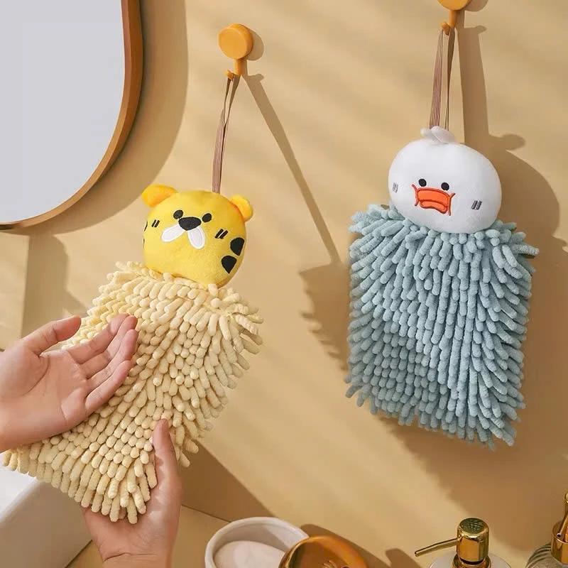 Khăn Lau Tay Bằng Vải Chenille Mềm Mại Thấm Hút Nước Khô Nhanh Có Dây Treo Cho Nhà Bếp Nhà Tắm
