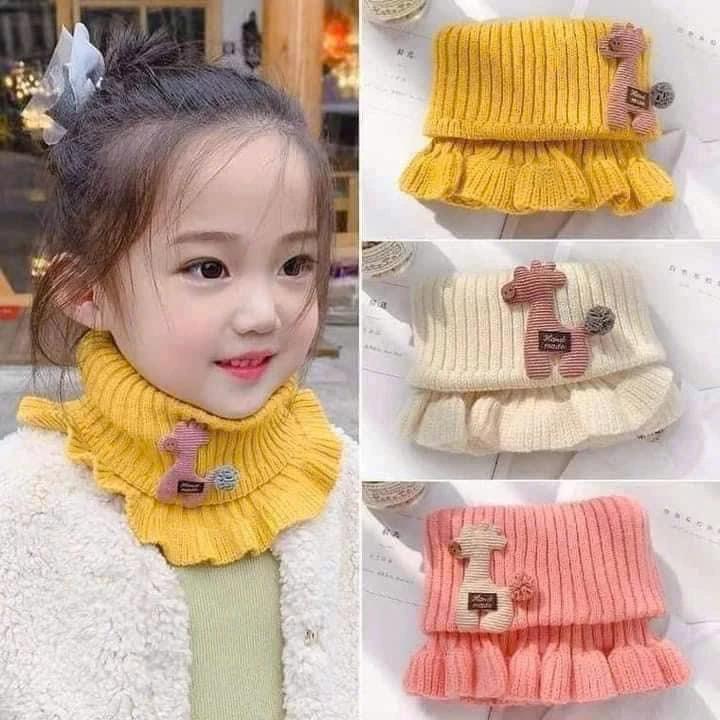 Khăn Len Ống Quàng Cổ Cho Bé Từ 2 - 10 Tuổi, Hình Chú Hươu Cao Cổ, Chất Liệu Len Dệt Kim Dày Dặn, Giữ Ấm Tốt- KO002