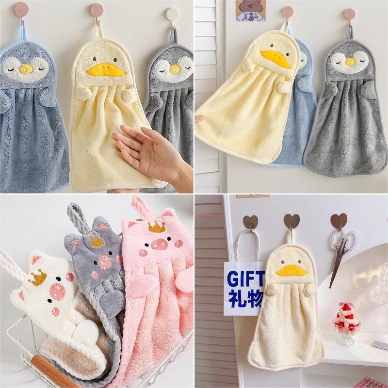 Khăn Mèo Chim Cánh Cụt Dễ Thương Hoạt Hình Treo Khăn Tay Khăn Lau Tay Thấm Hút Nhiều Màu Sắc