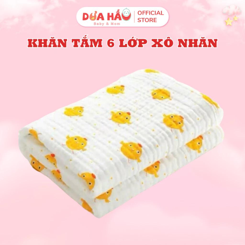 Khăn Tắm 6 Lớp Xô Nhăn Cho Bé Chất Liệu Vải Xô Mềm Mịn Cho Bé Sơ Sinh 1m x 1m