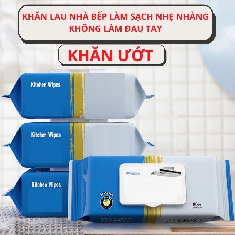 Khăn Ướt Lau Bếp GÓI XANH Đa Năng Gói 80 Tờ,Khăn Giấy Ướt Lau Bếp Giúp Loại Bỏ Dầu Mỡ, Khăn Ửớt Đa Năng Siêu Dai An Toàn