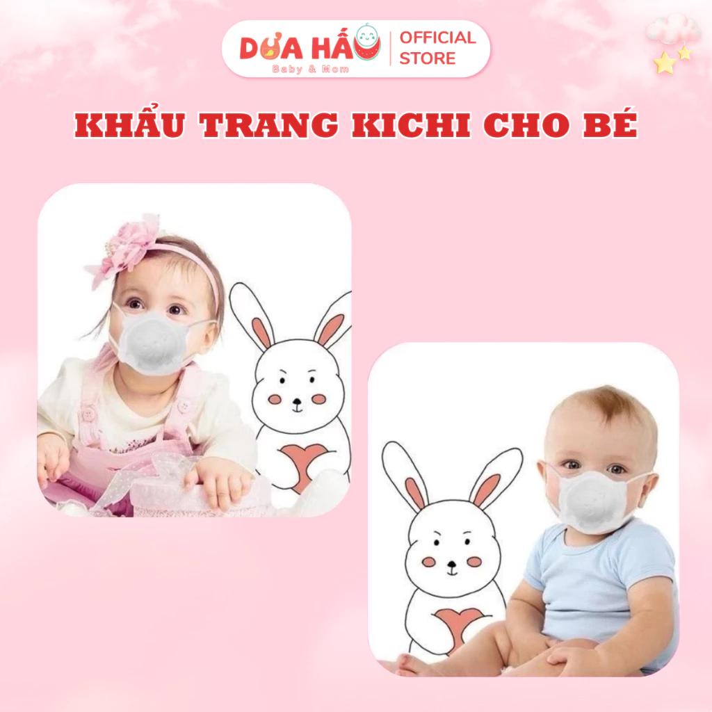 Khẩu Trang Cho Bé Kichilachi Hình Gấu, Set 3 Chiếc Khẩu Trang Có Nút Điều Chỉnh Quai Đeo