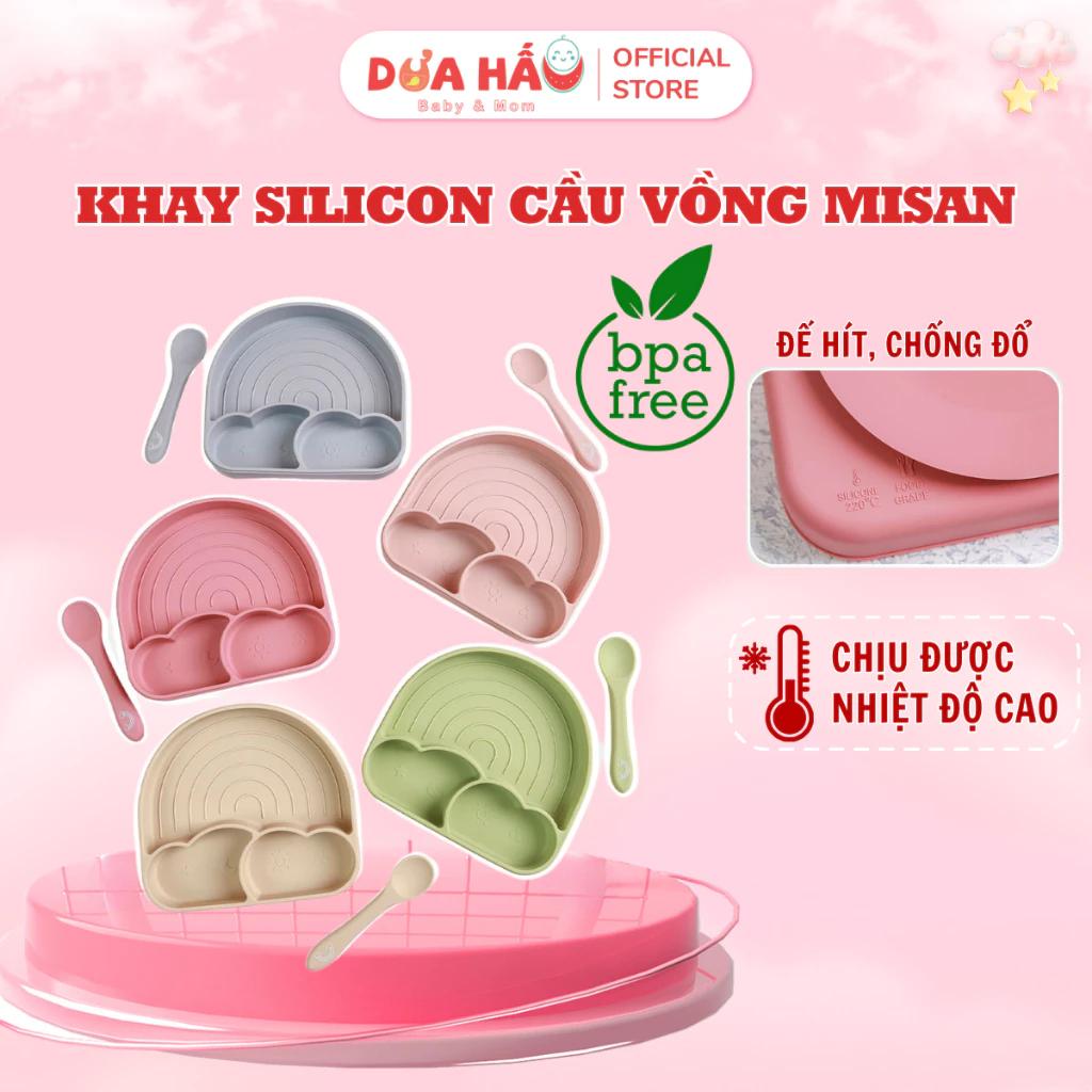 ￼Khay Ăn Dặm Silicon Hình Cầu Vồng MISAN Cho Bé Ăn Dặm Đế Hít DuaHau Baby&Mom Shop