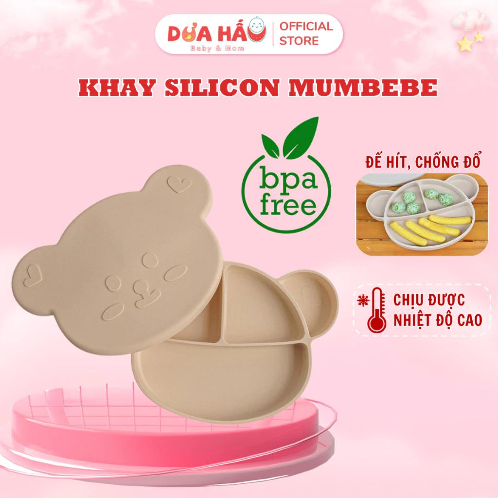 Khay Ăn Dặm Silicone 5 Ngăn Có Đế Hít Chống Đổ Chống Trượt Cho Bé Ăn Dặm