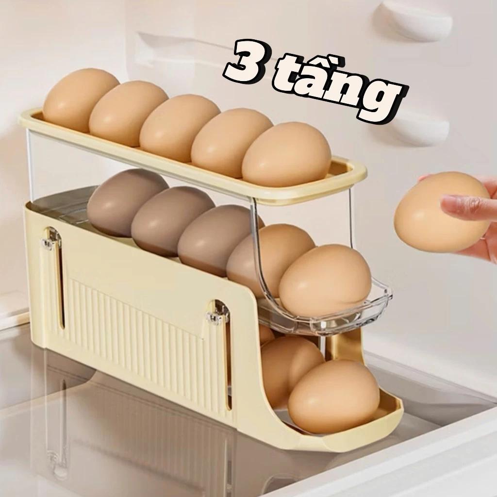 Khay đựng trứng 3 tầng thông minh chứa 17 quả an toàn cao cấp mã 723