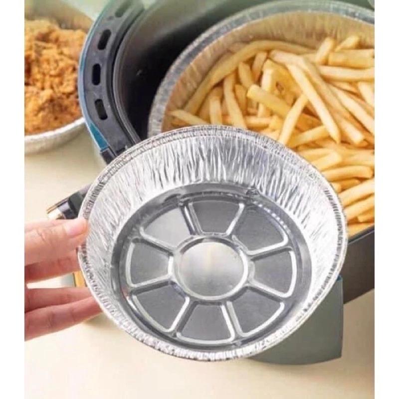 Khay giấy bạc, khuôn bạc chịu nhiệt, bát bạc nướng, đế lót nồi chiên không dầu size 22cm