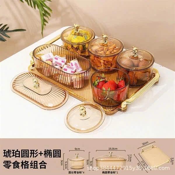 Khay nhựa đựng mứt 5 ngăn GY - hộp đựng bánh kẹo Tết tiếp khách và trái cây trưng bày hoặc quà tặng