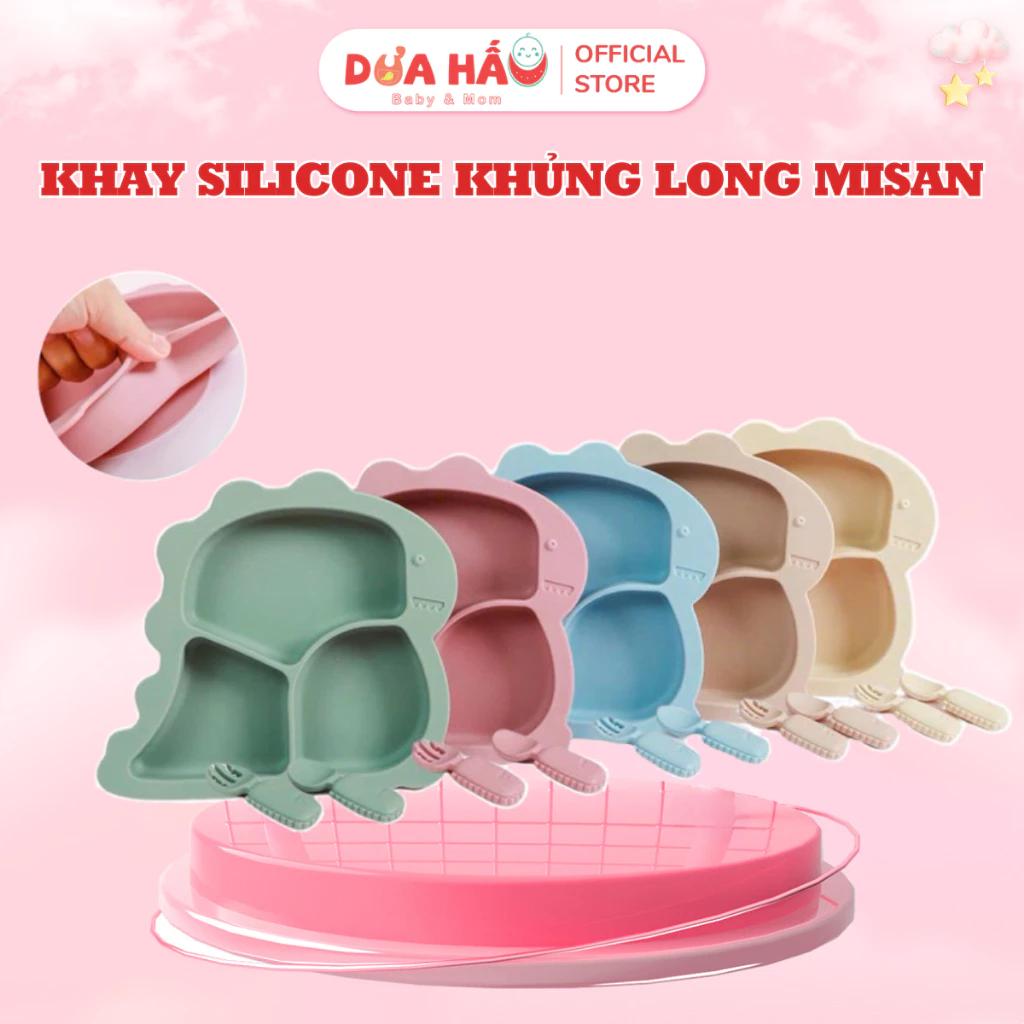 Khay Silicone Khủng Long Misan Có Đế Hít Chống Đổ An Toàn Tiện Lợi Cho Bé Shop Dưa Hấu Baby & Mom