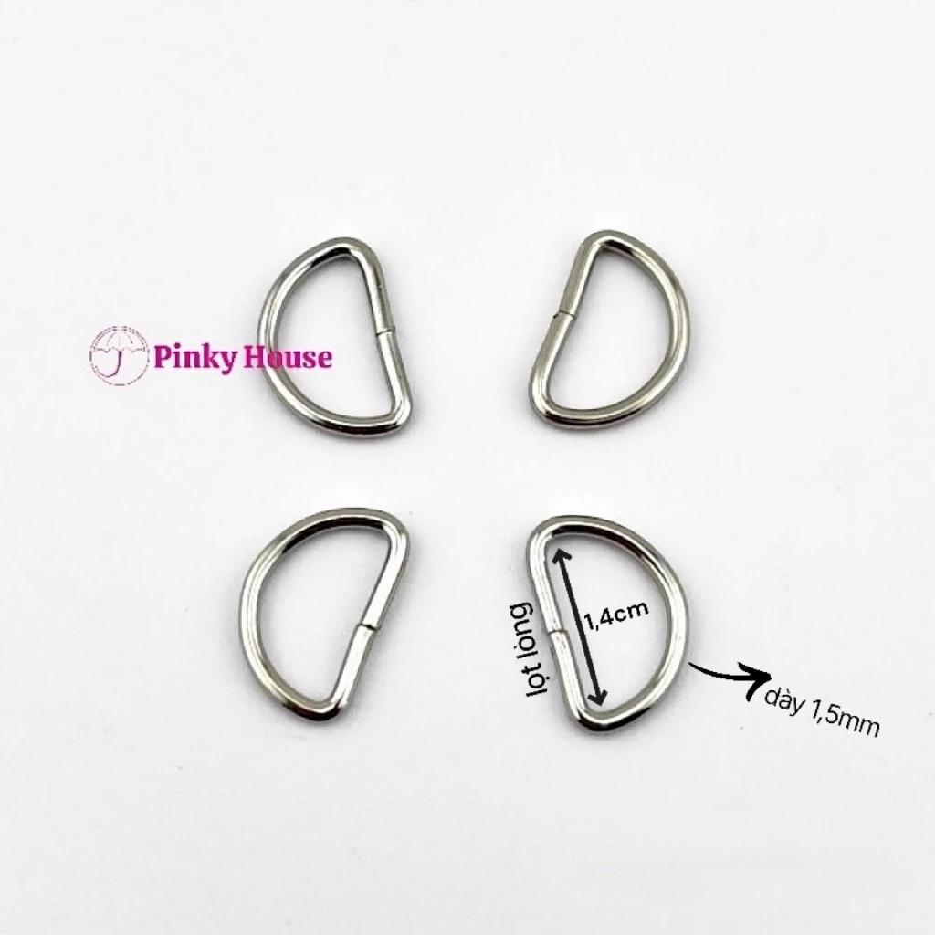 Khoen chữ D, khoen D, móc D 1.4cm màu bạc dày 1,5mm phụ kiện làm túi xách và đồ handmade Pinky Shop