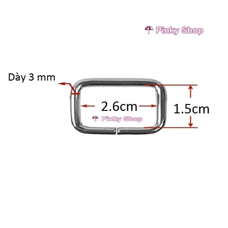 Khoen chữ nhật 2.5cm màu bạc làm phụ kiện túi xách, balô Pinky Shop