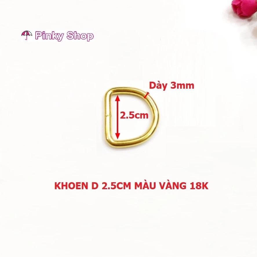 Khoen D, móc chữ D màu vàng 2.5cm [HÀNG ĐẸP] [FREE SHIP] làm phụ kiện balo túi xách, handmade Pinky Shop