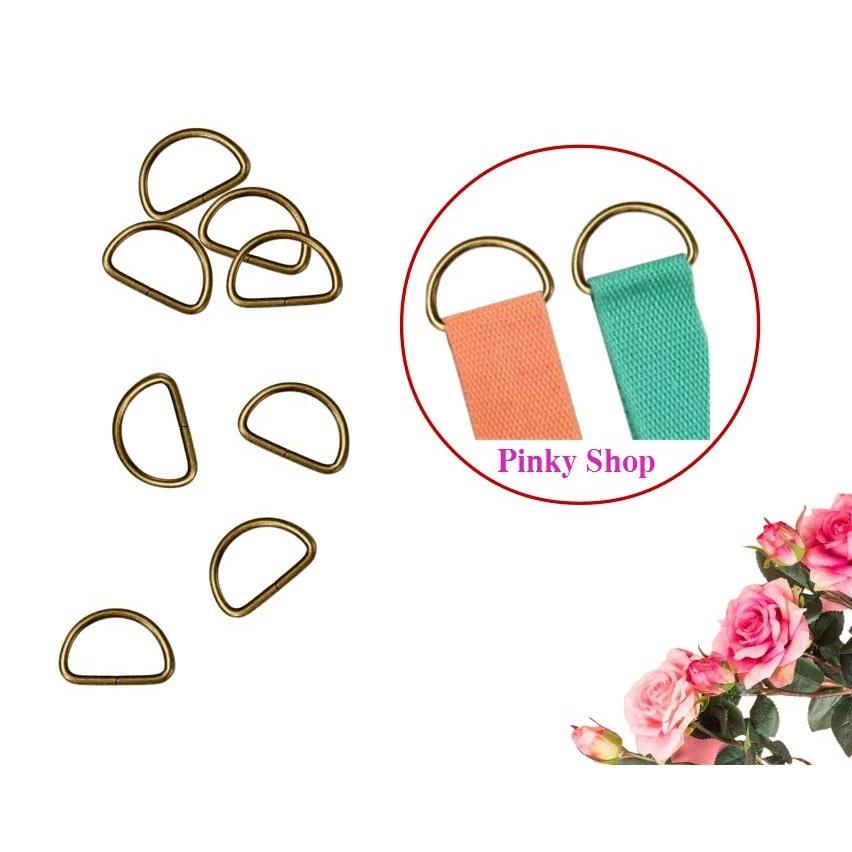 Khoen D phụ kiện túi xách [Màu Bạc, Đồng] 1,5 cm, 2 cm, 2,5 cm, khoen bán nguyệt balo