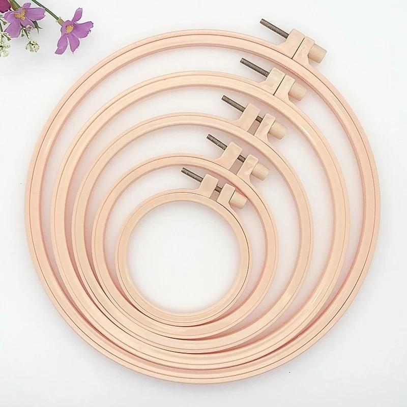 Khung thêu tay nhựa tròn giả tre gỗ, bàn căng vải có rãnh làm tranh chữ thập, handmade to, nhỏ, mini bền đẹp