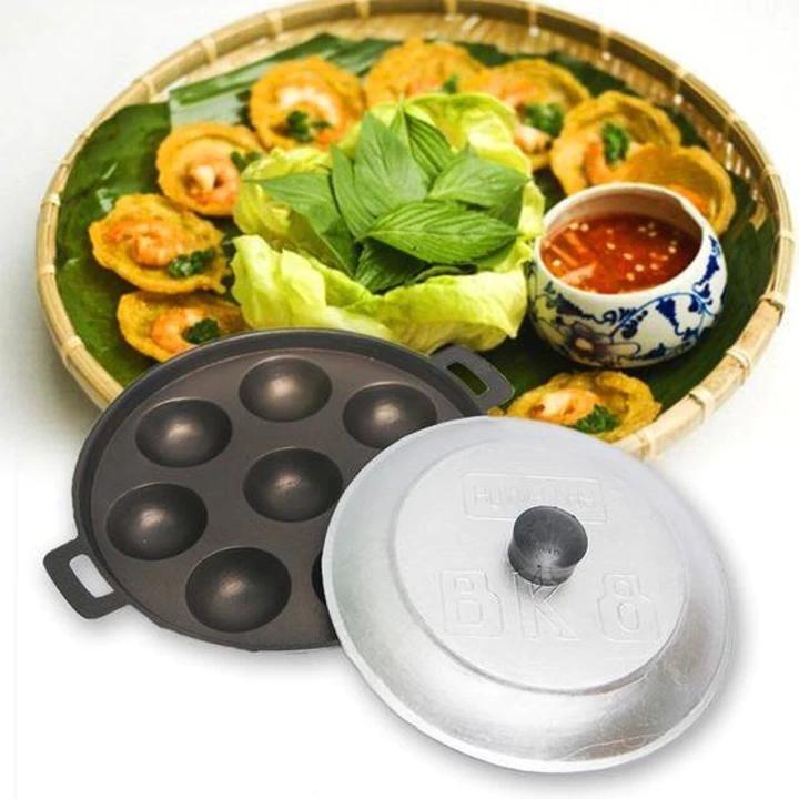 Khuôn làm bánh căn 8 lỗ - chảo làm bánh khọt chống dính
