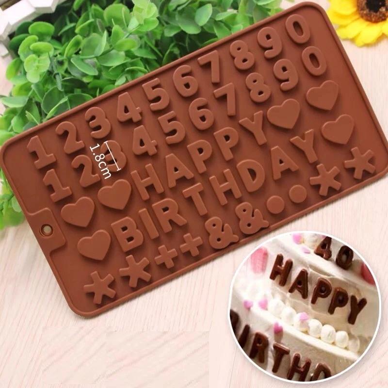 Khuôn silicon làm rau câu thạch tạo kiểu chữ cái, con số, chữ happy birthday đơn giản