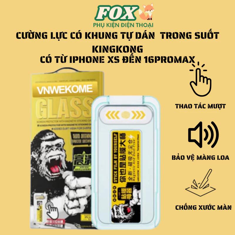 Kính cường lực có khung tự dán KingKong trong suốt 3D IPhone X đến 16Promax 11 12 13 14 15 xsm