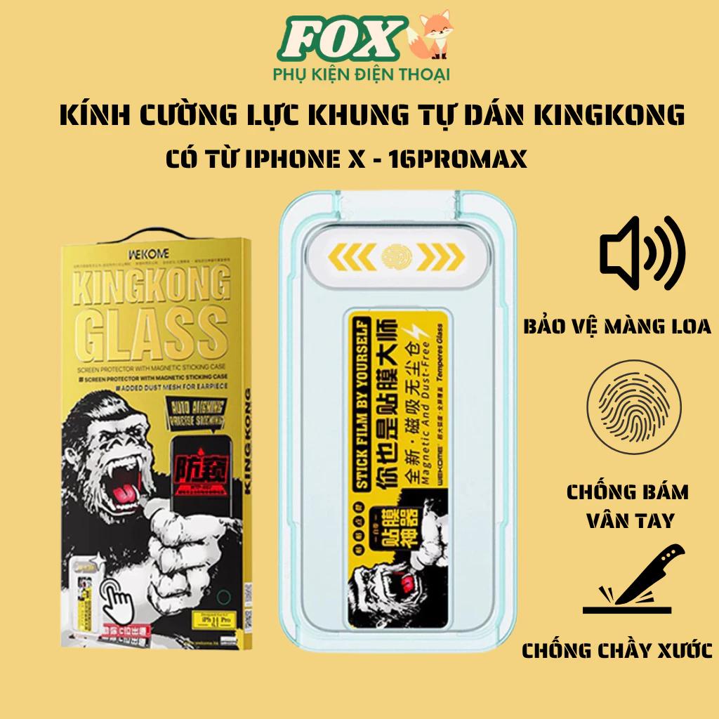 Kính cường lực có khung tự dán Kingkong trong suốt và chống nhìn trộm IPhone X đến 16Promax 11 12 13 14 15 x xsm