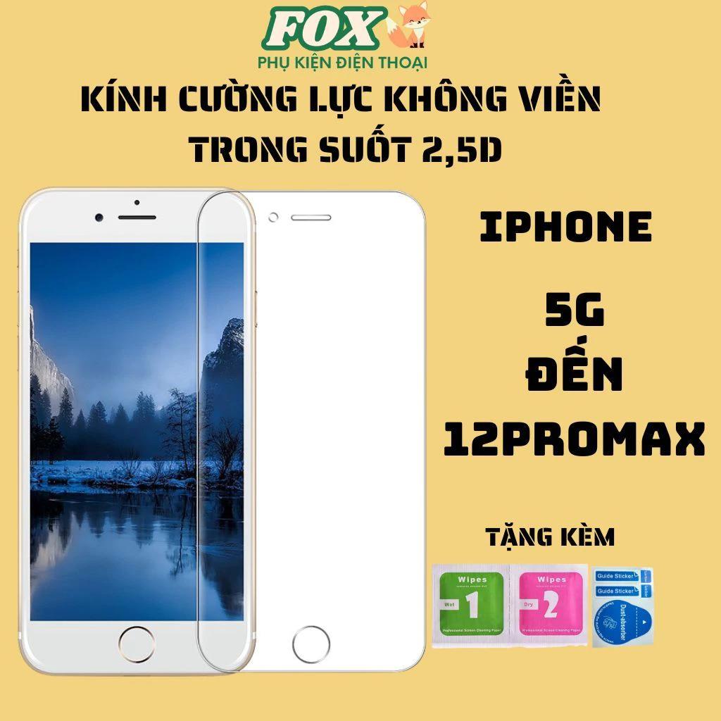 kính cường lực iphone 11 12Promax pro x xr xsm 6,7,8g / plus 5g trong suốt KHÔNG FULL MÀN