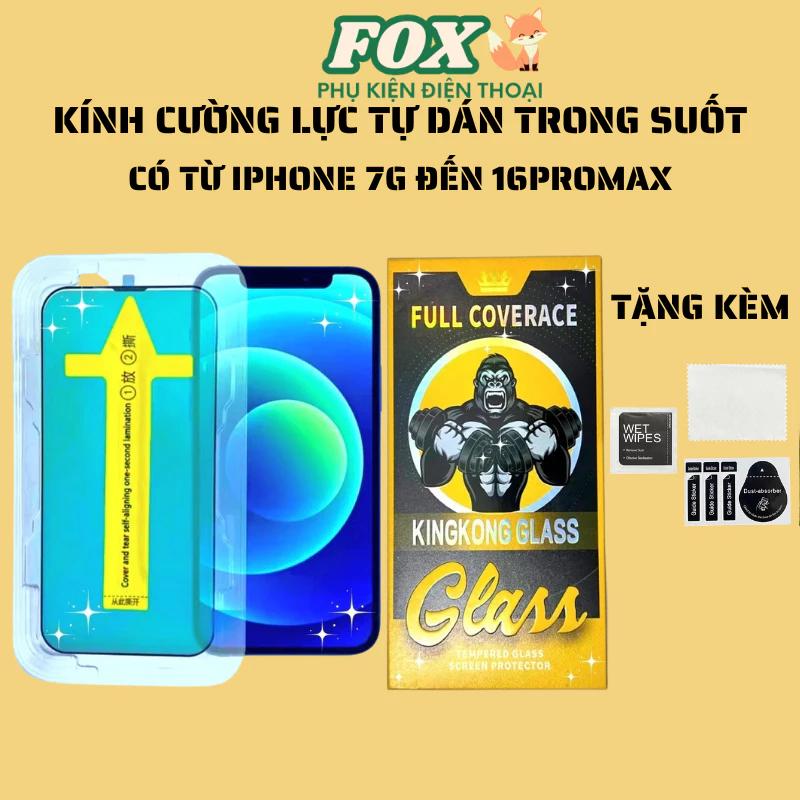 Kính cường lực tự dán Kingkong IPhone 11 12 13 14 15 16promax pro plus 7g 8g 7plus 8plus xs xr xsm
