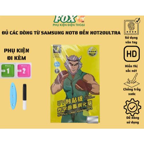 Kính cường lực UV cảm biến vân tay mượt cho samsung not8 not9 not10 not10p not20 not20u