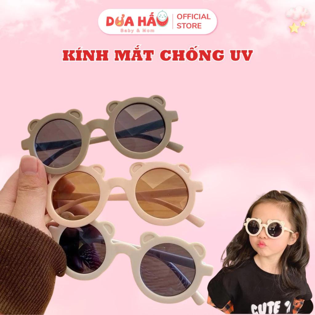 Kính Mắt Gọng Tròn Tai Gấu Đáng Yêu Chống UV, Thời Trang Gập Gọn Nhiều Màu Cho Bé