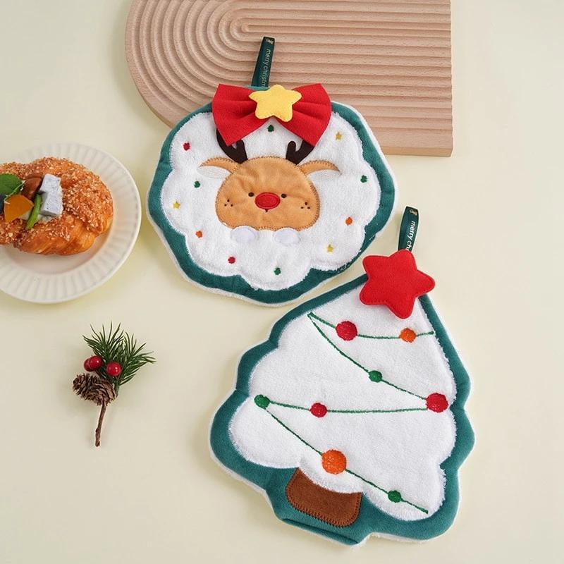 Lễ hội Giáng sinh Khăn tay thấm hút Khăn treo hình cây thông Noel Khăn mặt