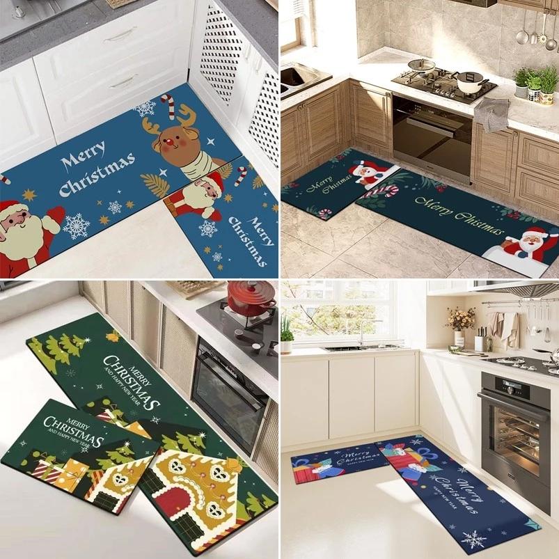Lễ Hội Ông Già Noel Dài Thảm Nhà Bếp Thấm Hút Chống Trơn Trượt Sàn Thảm Phòng Khách Trang Trí Giáng Sinh