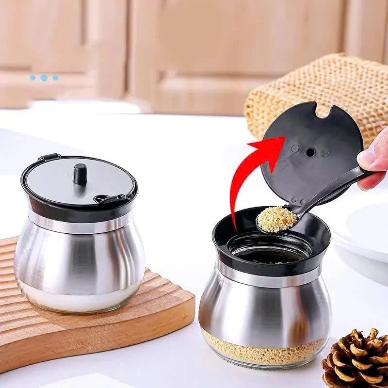 Lọ đựng gia vị chất liệu thủy tinh bọc inox sang trọng 260ml GV25 - Hủ gia vị tinh tế căn bếp cho nhà