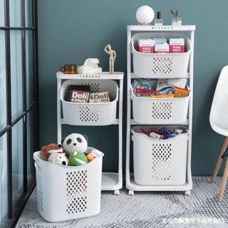 LOẠI LỚN - Bộ kệ 4 tầng 5567 đựng rau củ quả nhà bếp, đựng quần áo & đồ dùng tiện ích nhà tắm có bánh xe di chuyển